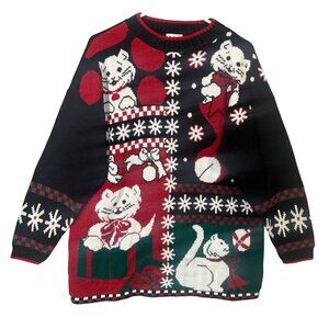 Vintage Nutcracker Ugly Christmas Sweater With Cats USA Made GUC